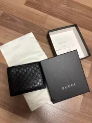 グッチ マイクロ GG シマ 二つ折り財布 ブラック