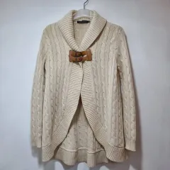 ラルフローレン アイボリー ケーブル編み ニット カーディガン (M)