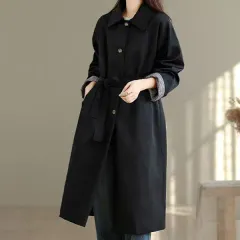 春 秋 ベルト トレンチコート 2 (L 2XL) (2 COLOR)