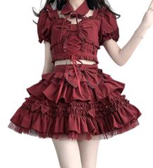 夢脳衣装 レザーメイドエプロン 赤、ワインレッド - メルカリ