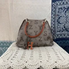 F HAZZYS パターン サイドジッパー トートバッグ ハンドバッグ バッグ