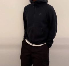 ナイキ テックフリース フード ジップアップ ブラック