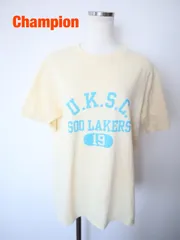 Champion　チャンピオン　ロゴTシャツ　F（フリー）　薄イエロー　水色　綿100%　半袖　スポーツ　カジュアル　可愛い　おしゃれ　送料込み　6465604