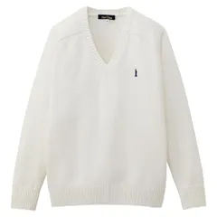 新品 イーストボーイ セーター スクールセーター 女子 スクール 紺 白 ネイビー ホワイト ベージュ グレー 綿 コットン 毛玉になりにくい 制服 vネック プルオーバー ニット ワンポイント 学生 高校生 ブランド EASTBOY(900 オフホワイト