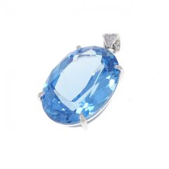 天然ブルートパーズ トップ 63.61ct K18WG ダイヤモンド - メルカリ