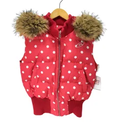 ユーズドフルギ USED古着 Y2K ドット柄 ファーフード 中綿ベスト レディース 表記無 