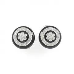 K18WG フラワー オニキス ピアス/イヤリング 10.11CT