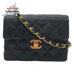 CHANEL シャネル ヴィンテージ ミニマトラッセ ココマーク ターンロック ブラック サテン 斜め掛け チェーン ショルダーバッグ 505953【中古】