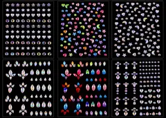 【新着商品】キラキラ ラインストーン ラインストーンステッカー 6枚セット ラインストーン 3D 光る キラキラ シール フェイスシール 自己粘着性 顔面デコ デコパーツ 貼り付け可能 メイク ネイルアートパーツ フェイスステッカー DIY用品 (C)