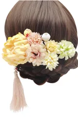 [ネコート] 髪飾り 成人式 卒業式 七五三 和装 9点セット 房 着物 振袖 浴衣 入学式 卒業式 袴 振袖 花火大会 前撮り イエロー [イエロー]