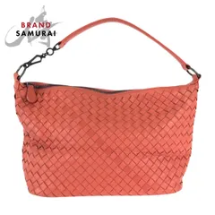 BOTTEGAVENETA ボッテガヴェネタ イントレチャート ピンク サーモンピンク  レザー ショルダーバッグ ハンドバッグ レディース 601185【中古】