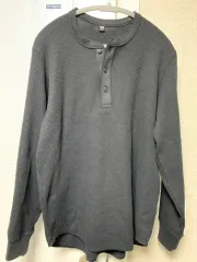 ユニクロ U ワッフル ヘンリーネック ブラック Lサイズ
