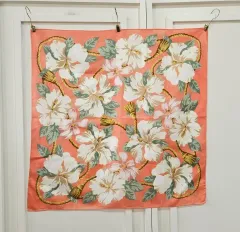 Celine セリーヌ オレンジ フラワー ハンカチ