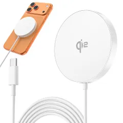 ワイヤレス充電器 【Qi2公式認証 高速充電】MagSafe充電器 15W超高効率 ワイヤレス充電 iPhone 17/16/15/14/13/12/Pixel 10/10a ＆AirPodsに対応 出張?旅行?オフィスに最適: 2ab7e679