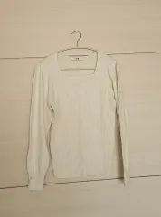 新品 A+G スクエアネック リー リブ ニット アイボリー