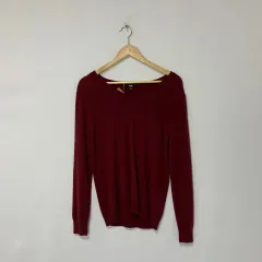 UNIQLO ユニクロ Vネック カシミア 100% ヴィンテージ ニット レッド バーガンディ L