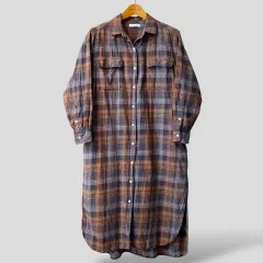 (レディース Mサイズ)ニコアンド CHECK シャツ ロング ONE PIECE