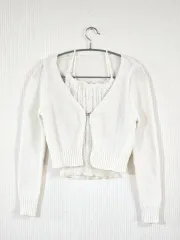 伸縮性 ニット ボレロ カーディガン ホルターネック ノースリーブ セット M