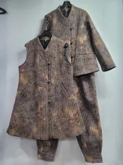 キルティング ベスト/トップス/ズボン セット 刺繍POINT (77)