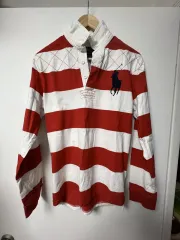 ポロ ラルフローレン Red-White ラグビー シャツ XL (Boys)