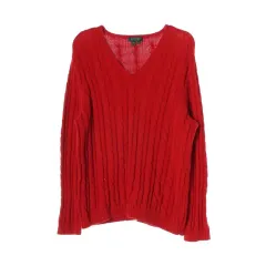 3X/110 120 ラルフローレン Ralph Lauren ケーブル Vネック ニット レッド メンズ