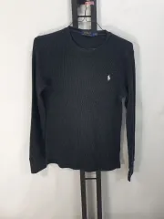 ポロラルフローレン ロングスリーブ ワッフルニット 長袖Tシャツ チャコール グレー M