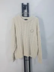 ライフウォーク ケーブル編み ニット コットン ケーブル セーター 白 m