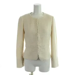 アナイ ANAYI ジャケット 上着 36 アイボリー ノーカラー 長袖 ツイード /AP