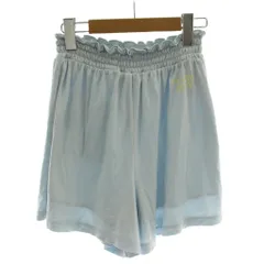 ジェラートピケ gelato pique ルームウエア ショートパンツ F 水色 ライトブルー シャーリングウエスト ロゴ /GG