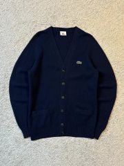 3 LACOSTE ラコステ Vネック ウール カーディガン ネイビー