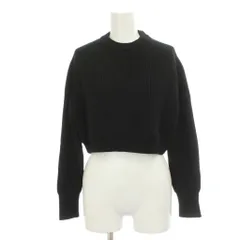 ザラ ZARA ニット セーター S 黒 ブラック 長袖 リブニット クロップド丈 /GP