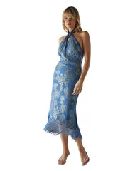 ウエアハウス レディース トップス ワンピース シフォン ミディワンピース ミディ トール Warehouse Womens Metallic Chiffon Wrap Front Midi Dresのサムネイル