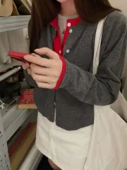 新品 ツートーンカーディガン レイヤードカーディガン