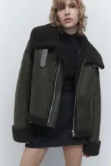 ザラ カーキ ムートン ジャケット xs