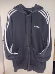 アディダス 3本線 ブラック ジップアップパーカー XL