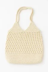ハンドメイド アイボリー 編み ショルダーバッグ