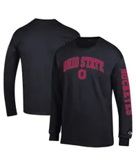 チャンピオン メンズ トップス Tシャツ ロゴ Champion Mens Black Ohio State Buckeyes Arch Over Logo 2Hit Long Sleeve TShirt Black ブラック