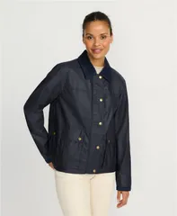 ランズエンド レディース アウター ジャケット・ブルゾン コットン ジャケット Lands End Womens Waxed Cotton Barn Jacket Dark navy ネイビーのサムネイル