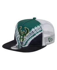 ニューエラ メンズ アクセサリー 帽子 New Era Mens BlackHunter Green Milwaukee Bucks Throwback Dye Golfer Snapback Hat Black Hunter Green ブラック