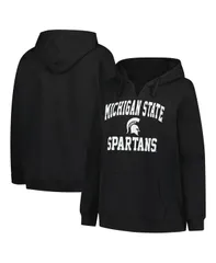 チャンピオン レディース アウター パーカー・スウェット プラスサイズ パーカー Champion Womens Black Michigan State Spartans Plus Size Heart Soul Notch Neck Pullover Ho