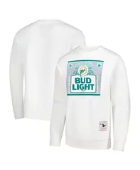 ミッチェルネス メンズ アウター パーカー・スウェット スウェット シャツ Mitchell Ness Mens x Bud Light White Miami Dolphins The Crestのサムネイル
