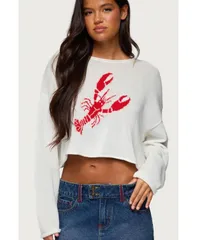 アディクテッド レディース アウター ニット・セーター ニット Edikted Womens Lobster Babe Oversized Knit Top White ホワイト