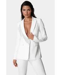 ベベ レディース アウター ジャケット・ブルゾン ブレザー フリンジ Bebe Womens Rhinestone Fringe Tailored Blazer White alyssum ホワイトのサムネイル