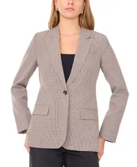 ワンステイト レディース アウター ジャケット・ブルゾン ブレザー 1STATE Womens Peak Lapel Button Front Small Check Blazer Black Multi ブラック
