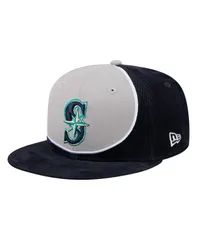 ニューエラ メンズ アクセサリー 帽子 コーデュロイ New Era Mens NavyGray Seattle Mariners Retro Split Corduroy Snapback Hat Navy Gray グレー