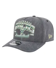 ニューエラ メンズ アクセサリー 帽子 New Era Mens Charcoal Milwaukee Bucks Throwback Washed PreCurved 9FIFTY Snapback Hat Charcoal チャコール