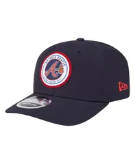ニューエラ メンズ アクセサリー 帽子 New Era Mens Navy Atlanta Braves Circle Patch 9SEVENTY StretchSnap Hat Navy ネイビー