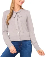 セセ レディース アウター ニット・セーター カーディガン CeCe Womens Tie Neck Cardigan Sweater Light Heather Grey グレー