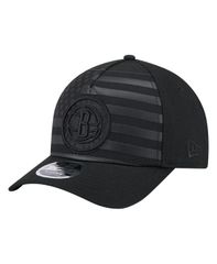뉴 엘라 남성 액세서리 모자 New Era Mens Black Brooklyn Nets Game Day Flag AFrame 9FORTY Adjustable Hat Blac