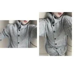 ハイネック ルーズフィット カーディガン グレー 新品